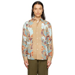 Tan Sea Floral Shirt 231422M192026