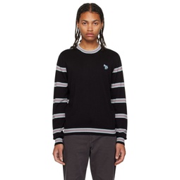Black Striped Sweater 232422M201008