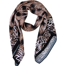 PTMJYGB Silk Like Head Scarf for Women - Satin Hair Scarves, Square Headscarf, Womens Fashion Leopard Pattern Square Bandana, Large Hair Wrap, 43×43