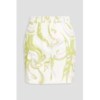 Printed cotton-blend sateen mini skirt