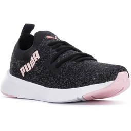 PUMA Flyer Runner Women Sneaker, Black/White/Pink, 7.0 US