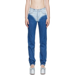 Blue Washed Straight Jeans 222252F069016