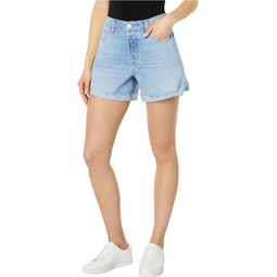 Womens Paige Asher Shorts Covered Button Fly Raw Cuff in No Duh Destructed