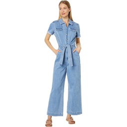Womens Paige Anessa Short Sleeve Jumpsuit Self Belt in Hailey