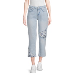 Noella Patchwork Cropped Jeans