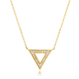 14k yellow 3-d flat triangle diamond necklace