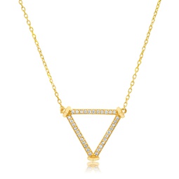 14k gold open triangle diamond necklace with triangle end caps