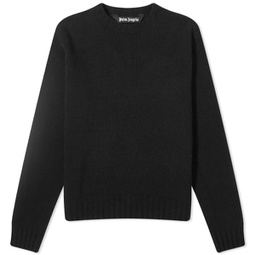 Palm Angels Curved Logo Crew Knit Black & White