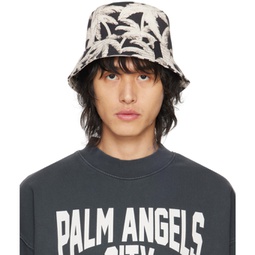 Black & Off-White Allover Palms Bucket Hat 241695M140000