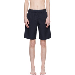 Navy Printed Swim Shorts 241695M208001
