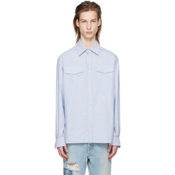 Blue Embroidered Shirt 241695M192003
