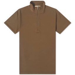 Pangaia Motion Low Impact Short Sleeve Half Zipped Top Soil Brown