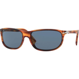 Persol PO3222S 960/56 Striped Brown PO3222S Oval Sunglasses Lens Category 2 Siz, 62mm