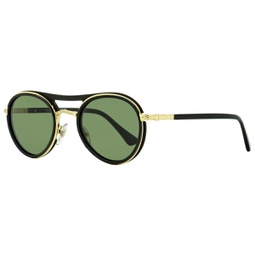 unisex round sunglasses po2485s 1143/31 black/gold 48mm