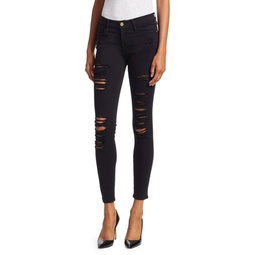 Le Color Mid-Rise Skinny Distressed Jeans
