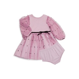 Baby Girl's 2-Piece Flocked Dress & Bloomers Set