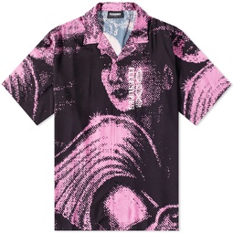 Pleasures Femme Camp Collar Button Down Shirt Black & Pink