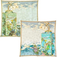 PoeticEHome Double-Sided Luxury Silk Scarf - Breathable 3D Jacquard, Floral Grosgrain Print, Hand-rolled Edge, Gift Packed