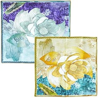 PoeticEHome Double-Sided Luxury Silk Scarf - Breathable 3D Jacquard, Floral Grosgrain Print, Hand-rolled Edge, Gift Packed