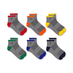Mens 6-Pk. Performance Tipped Color Heel Toe Quarter Socks