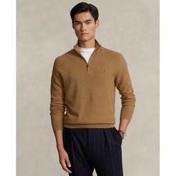 Mens Mesh-Knit Cotton Quarter-Zip Sweater