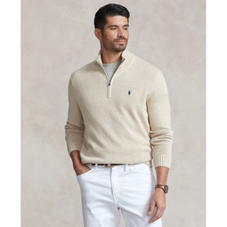 Mens Big & Tall Cotton Quarter-Zip Sweater