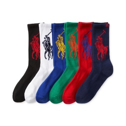 Mens 6-Pk. Big Pony Crew Socks