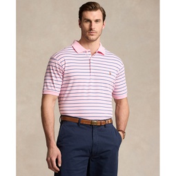 Mens Big & Tall Striped Cotton Interlock Polo Shirt