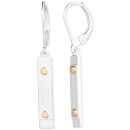 Sterling Silver & 18k Gold-Plated Vermeil Pave Logo Drop Earrings