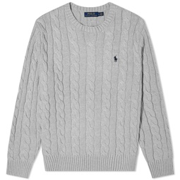 Polo Ralph Lauren Cotton Cable Crew Knit Fawn Grey Heather