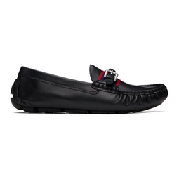 Black Anders Leather Driver Loafers 241213M231001