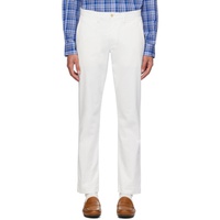 White Straight Fit Trousers 241213M191014