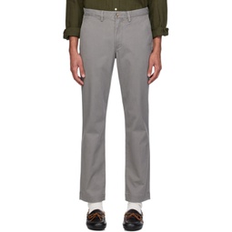 Gray Straight Fit Trousers 241213M191013