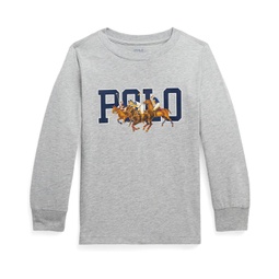 Polo Ralph Lauren Kids Triple-Pony Logo Cotton Long Sleeve Tee (Toddler/Little Kids)