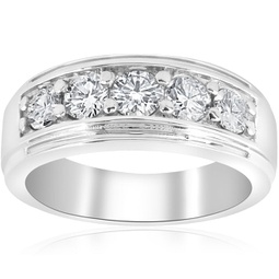1 ct mens diamond five stone wedding ring 10k white gold