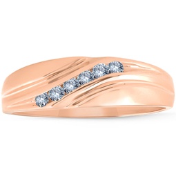 mens rose gold 1/4 ct diamond wedding band high polished ring