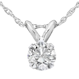 1/2ct solitaire diamond pendant necklace 14k white gold