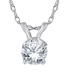 1/2 ct solitaire diamond pendant 14k white gold w/ 18 chain