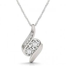 1ct forever us two stone natural diamond pendant necklace 18 10k white gold