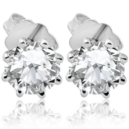 1 1/4 ct solitaire diamond stud 8 prong earrings 14k white gold enhanced