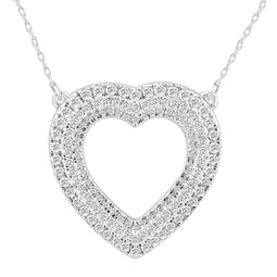 1 1/4ct tw real diamond heart pendant 10k white gold 1 tall necklace