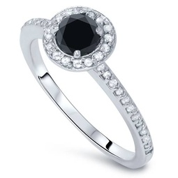5/8ct black & white diamond ring 14k white gold
