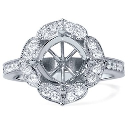 1/2ct antique halo diamond engagement ring setting 14k white gold