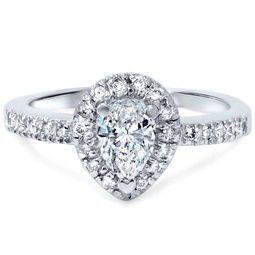 1/2ct pear shape halo diamond engagement ring 14k white gold