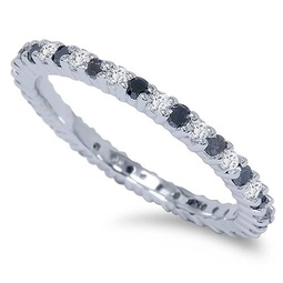 1/2ct black & white diamond eternity ring 14k white gold