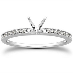 1/10 ct diamond engagement semi mount ring 14k white gold