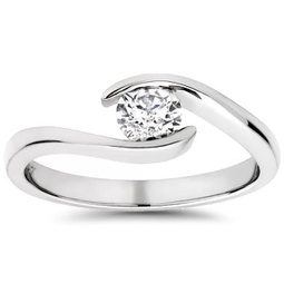 1/3ct round diamond solitaire modern engagement ring 14k white gold