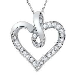 1/4ct diamond curve heart shape pendant necklace in white, yellow, or rose gold