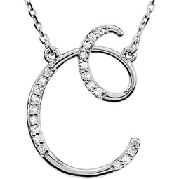 1/4ct diamond c initial pendant 18 necklace 14k white gold