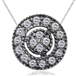 1/4ct diamond pave halo pendant 14k black gold womens necklace & 18 chain